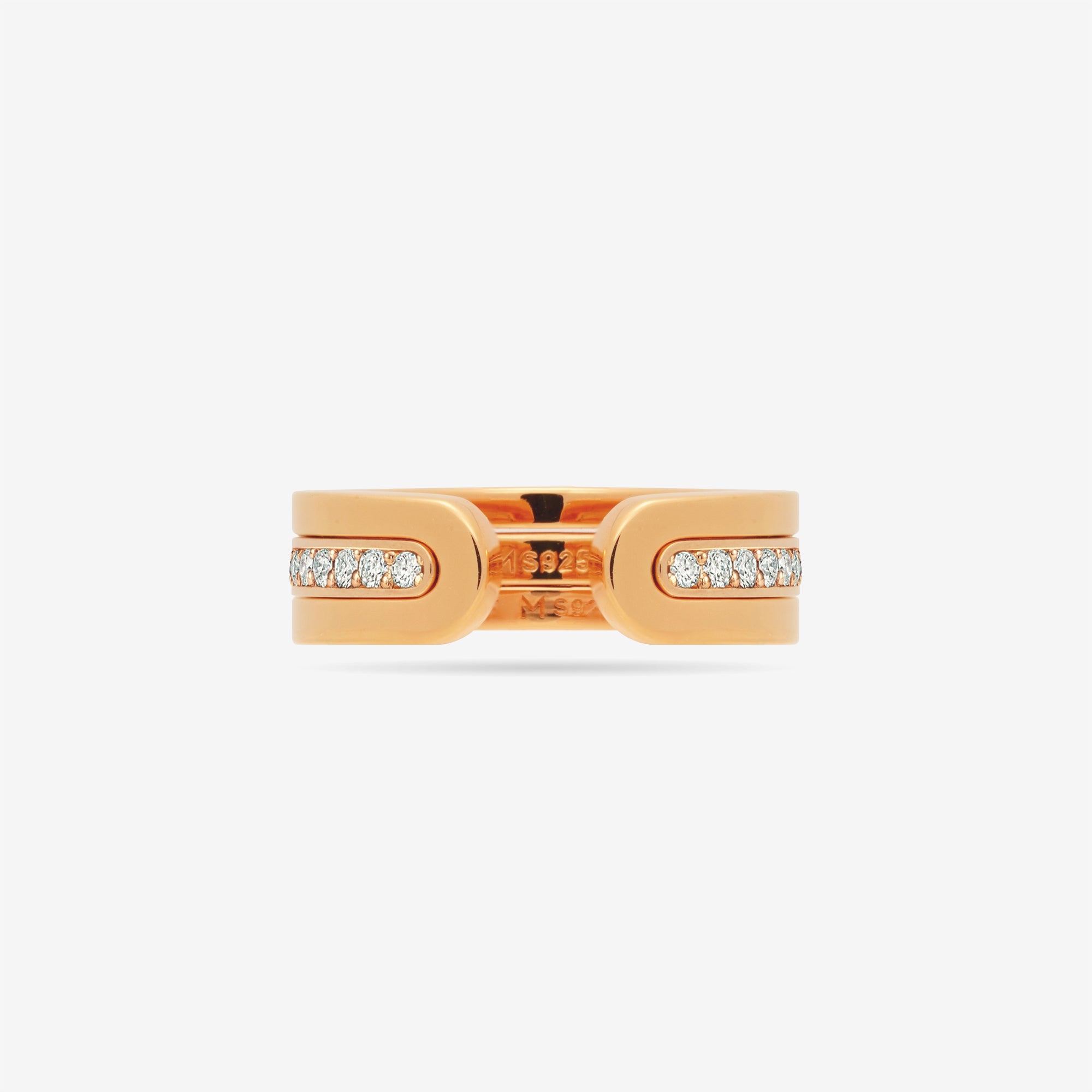 Modular Thin Band Ring Set with Pave CZ