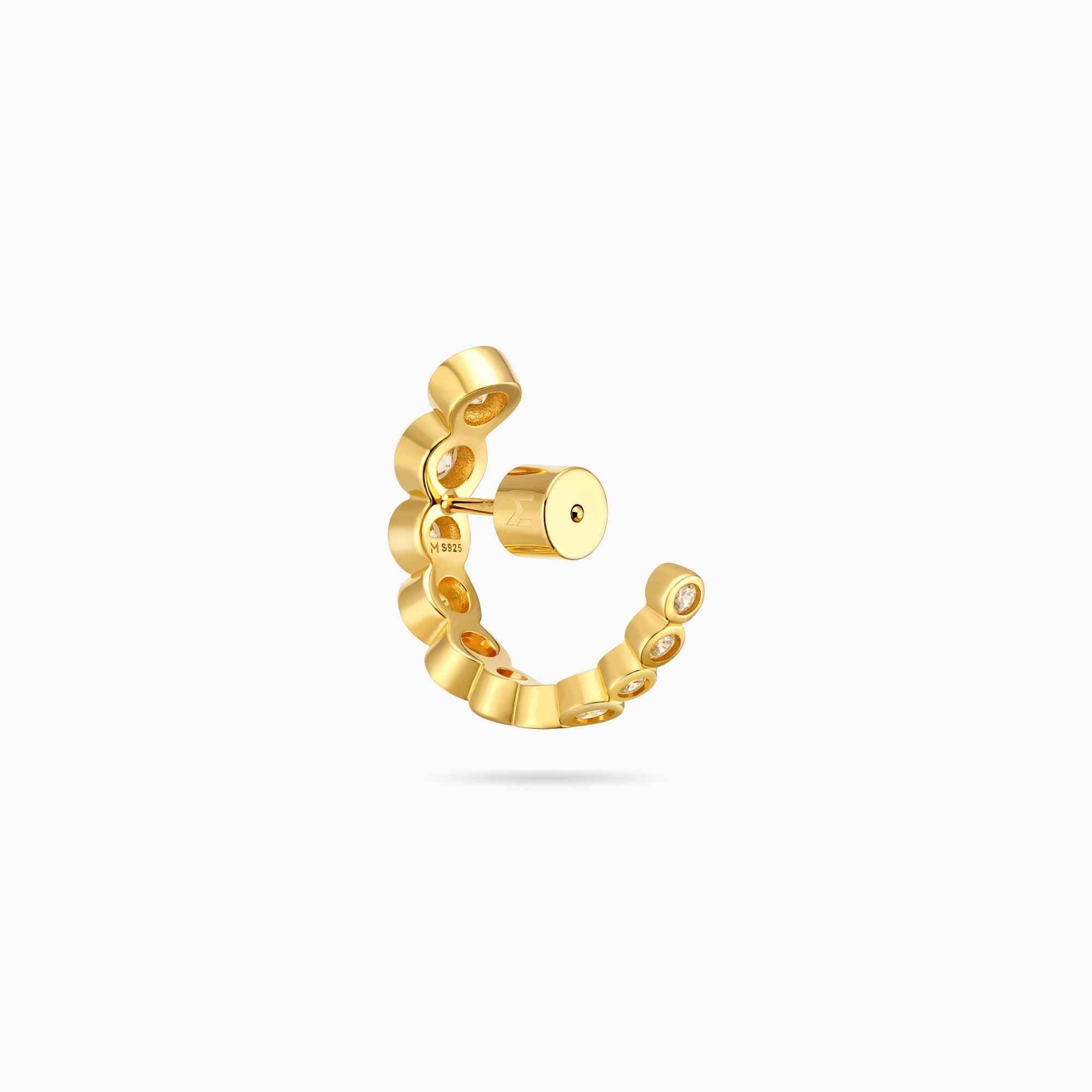 Graduated Bezel Set CZ Huggie Earrings