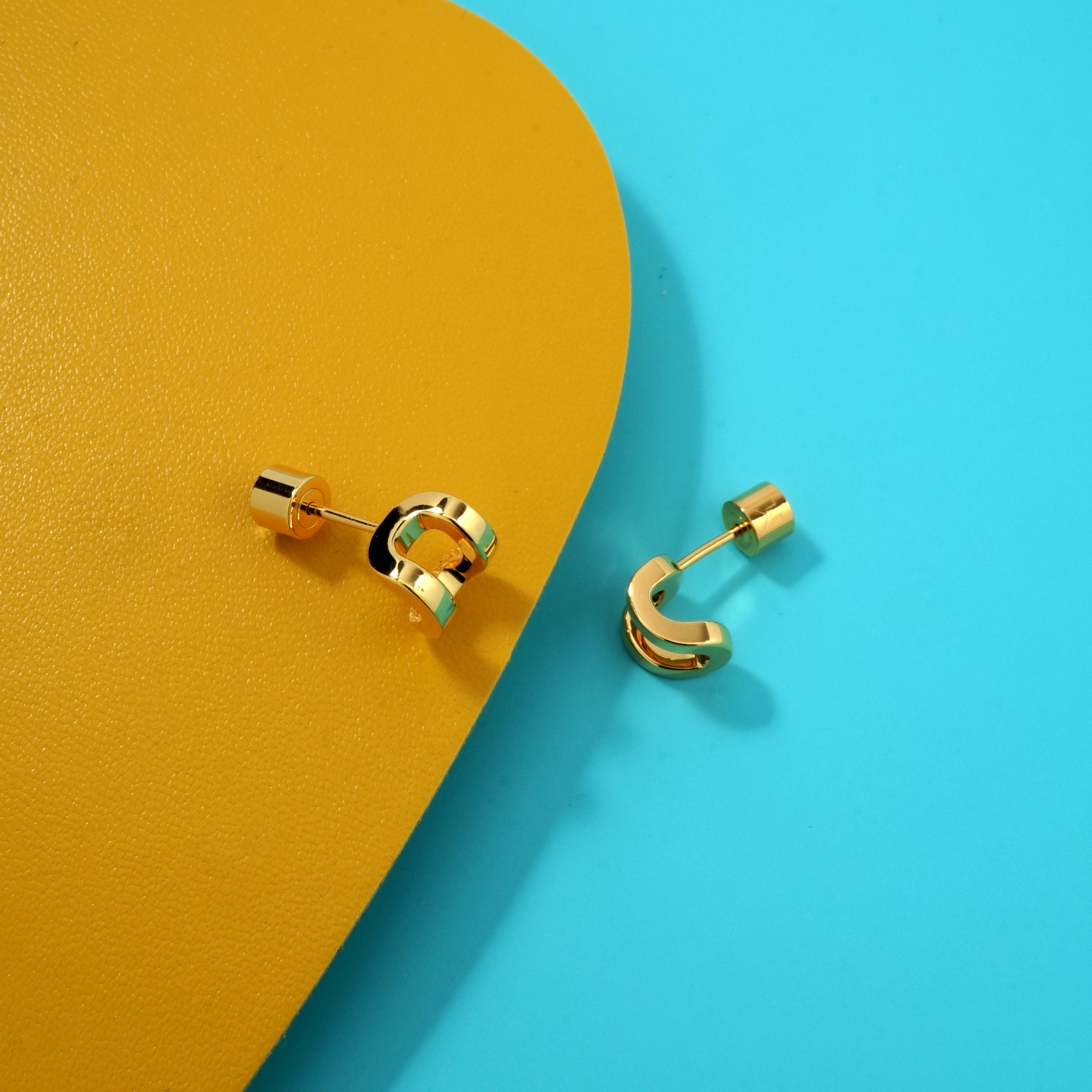 Curved Rectangle Stud Earrings