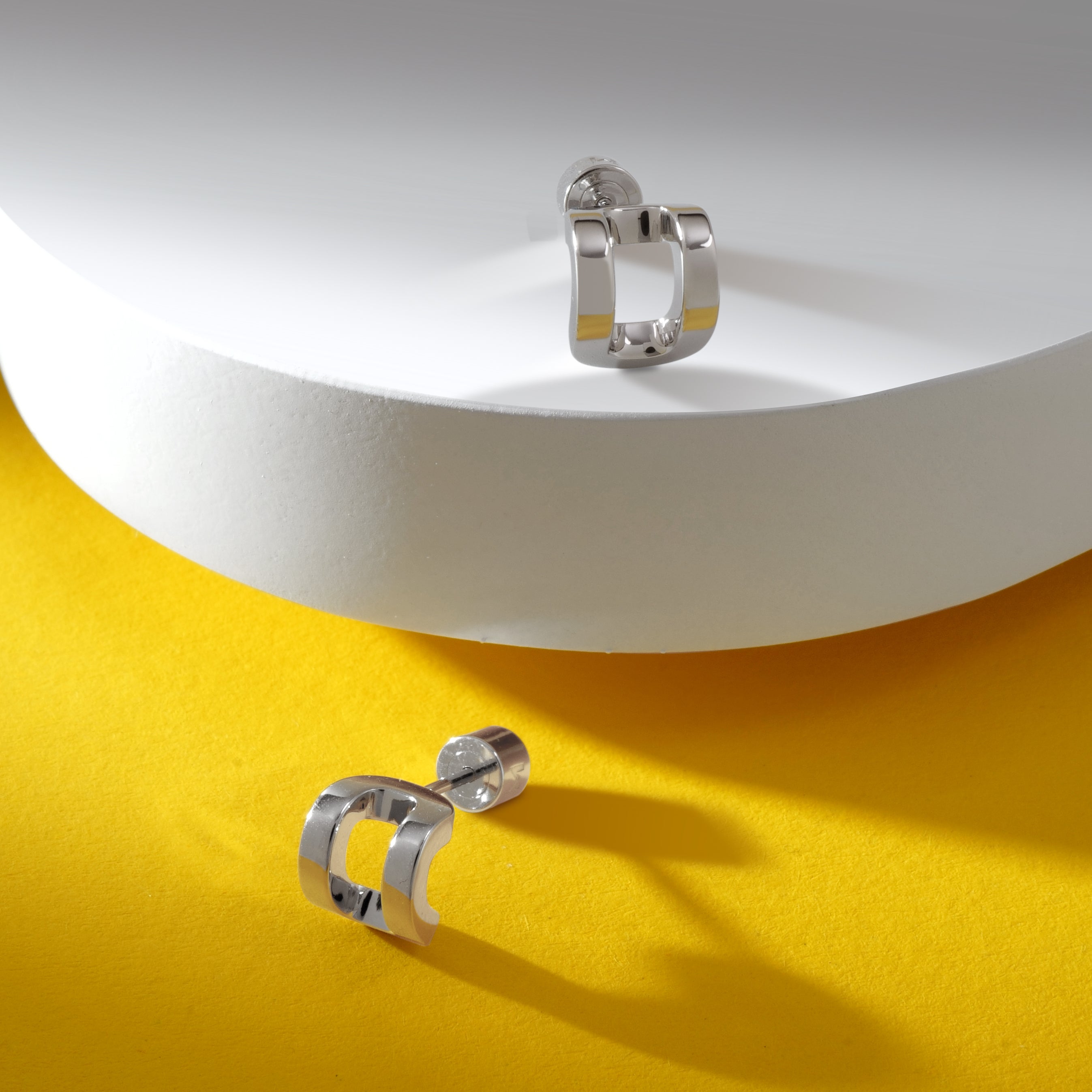 Curved Rectangle Stud Earrings