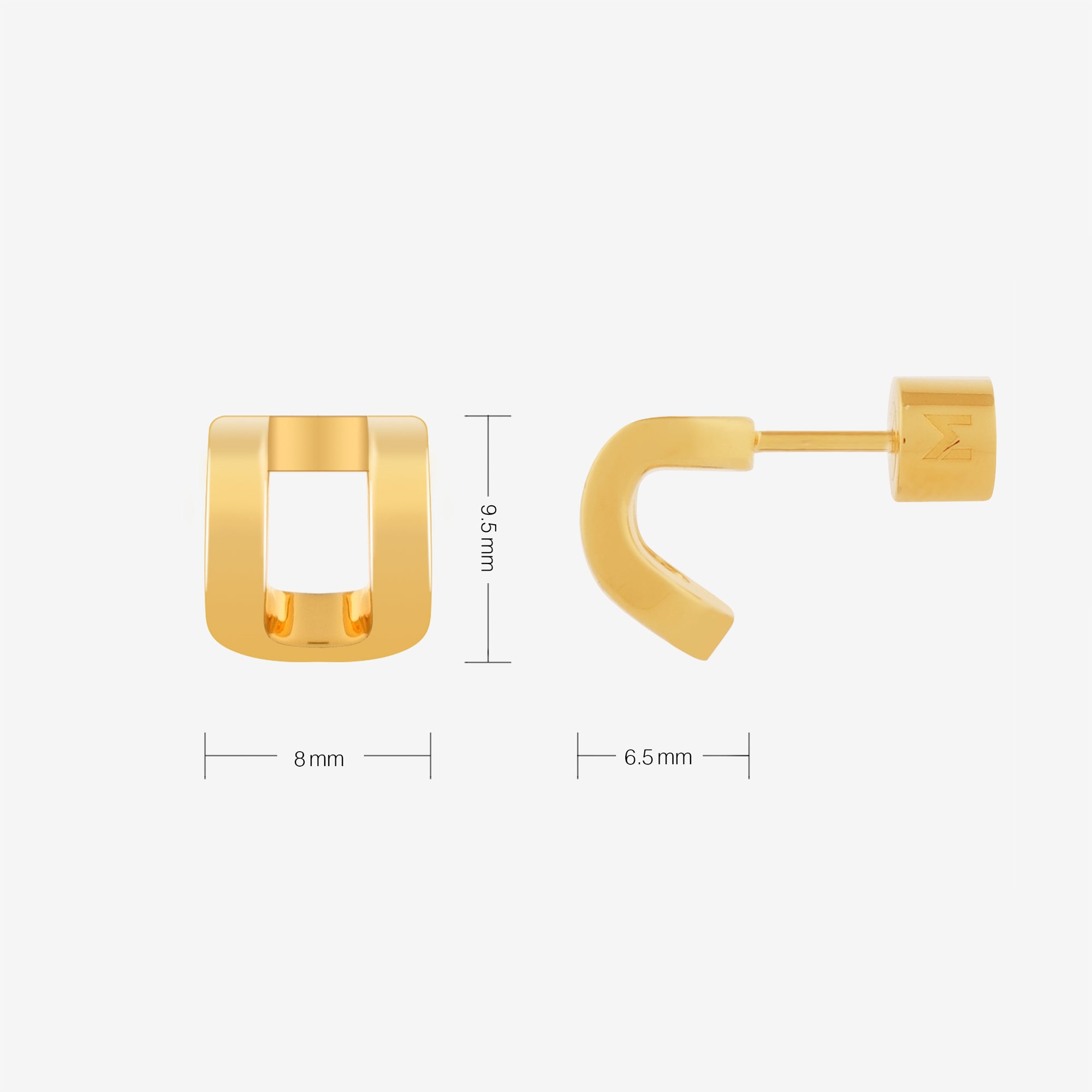 Curved Rectangle Stud Earrings