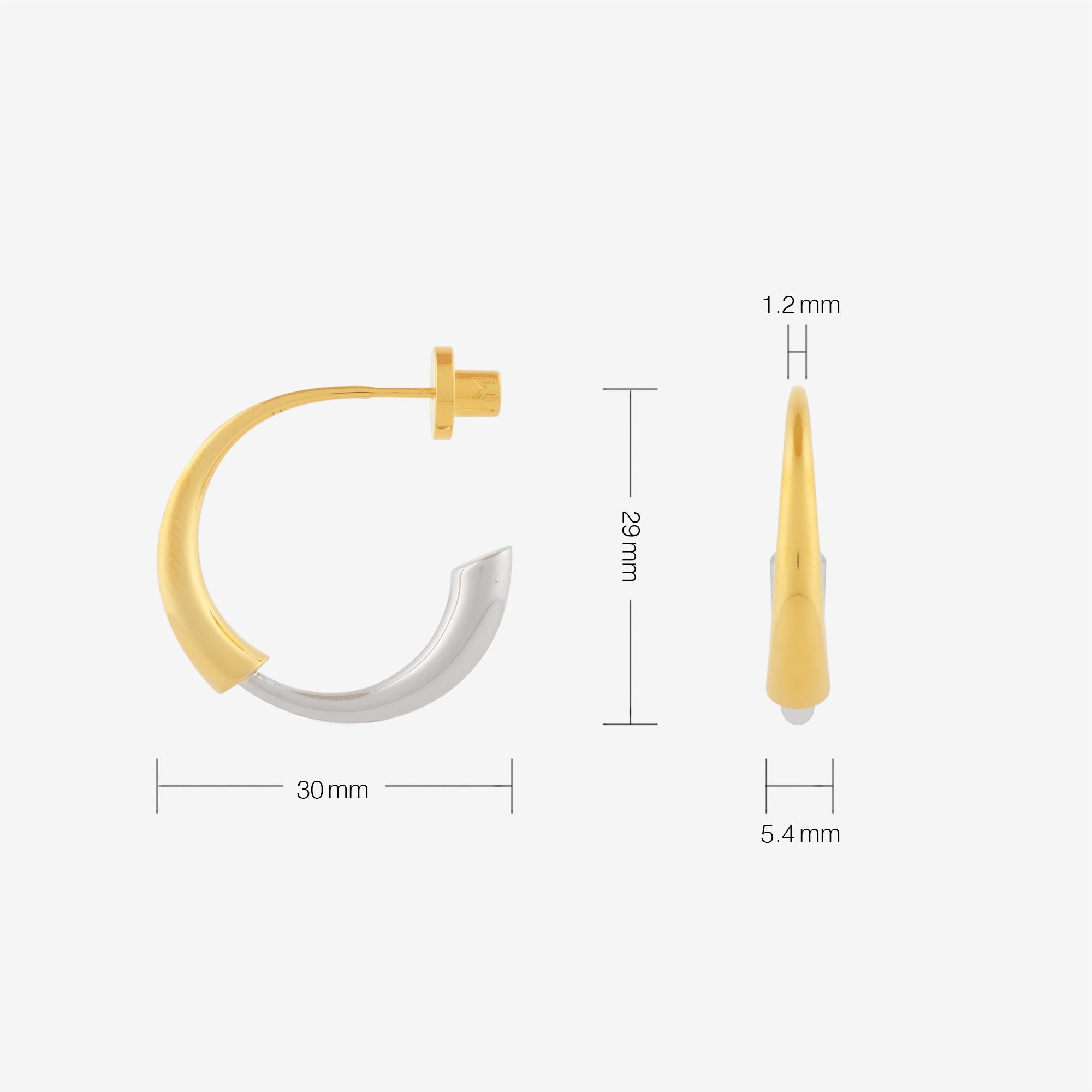 Gold and Silver Bi-Color Double Arc Hoop Earrings