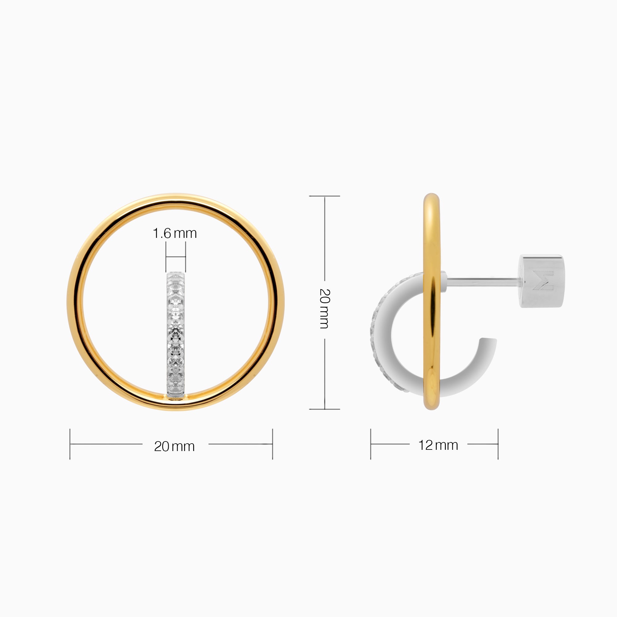 Gold and Silver Hoop and Huggie Pave Earrings