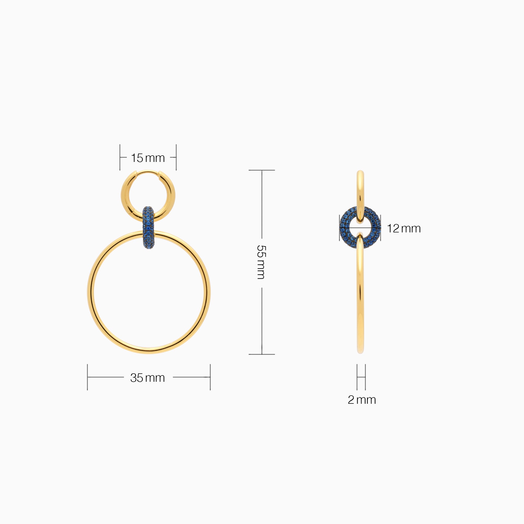 Large Hoop Link Earrings with Colored Charm