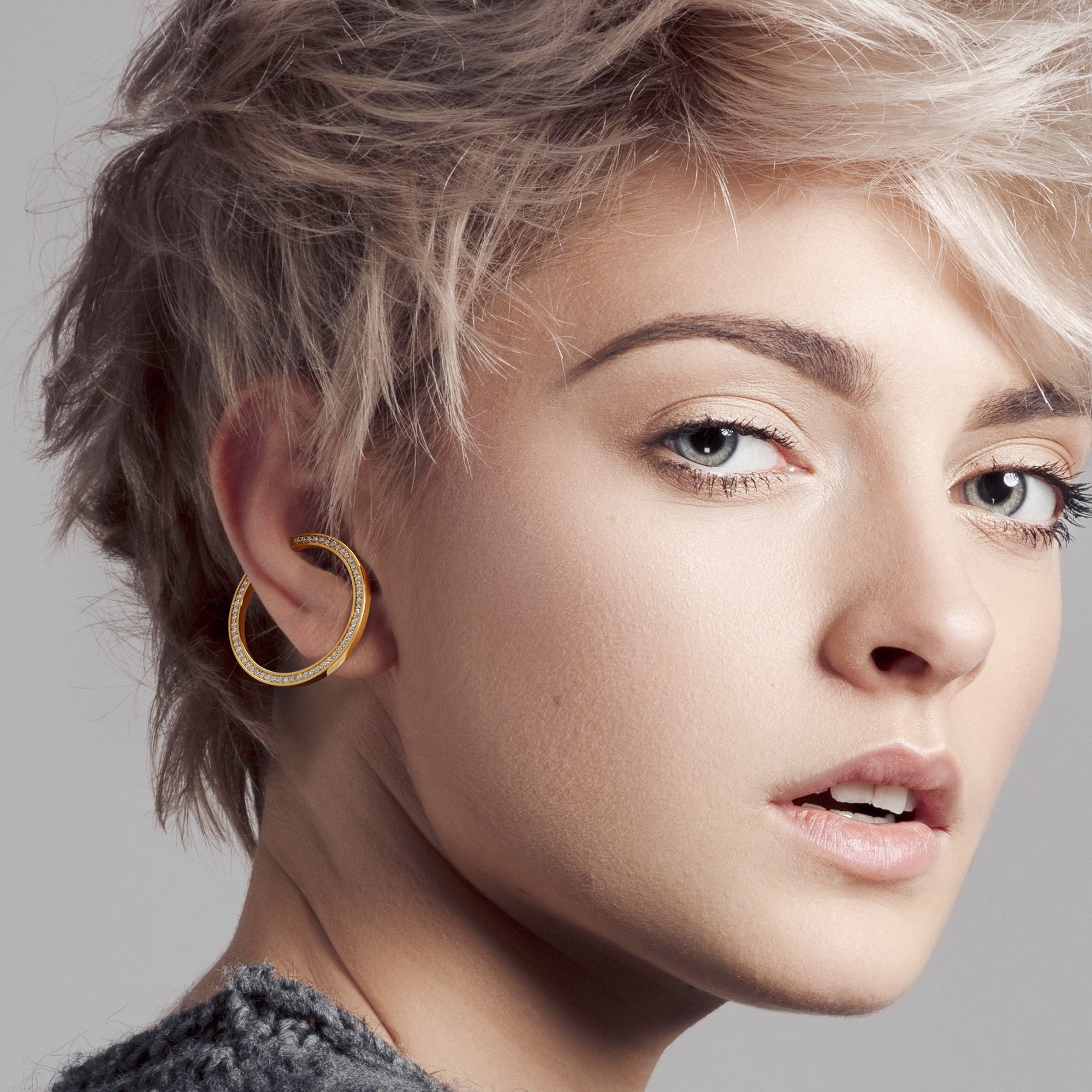 Large Hoop and Cuff Earring Gold