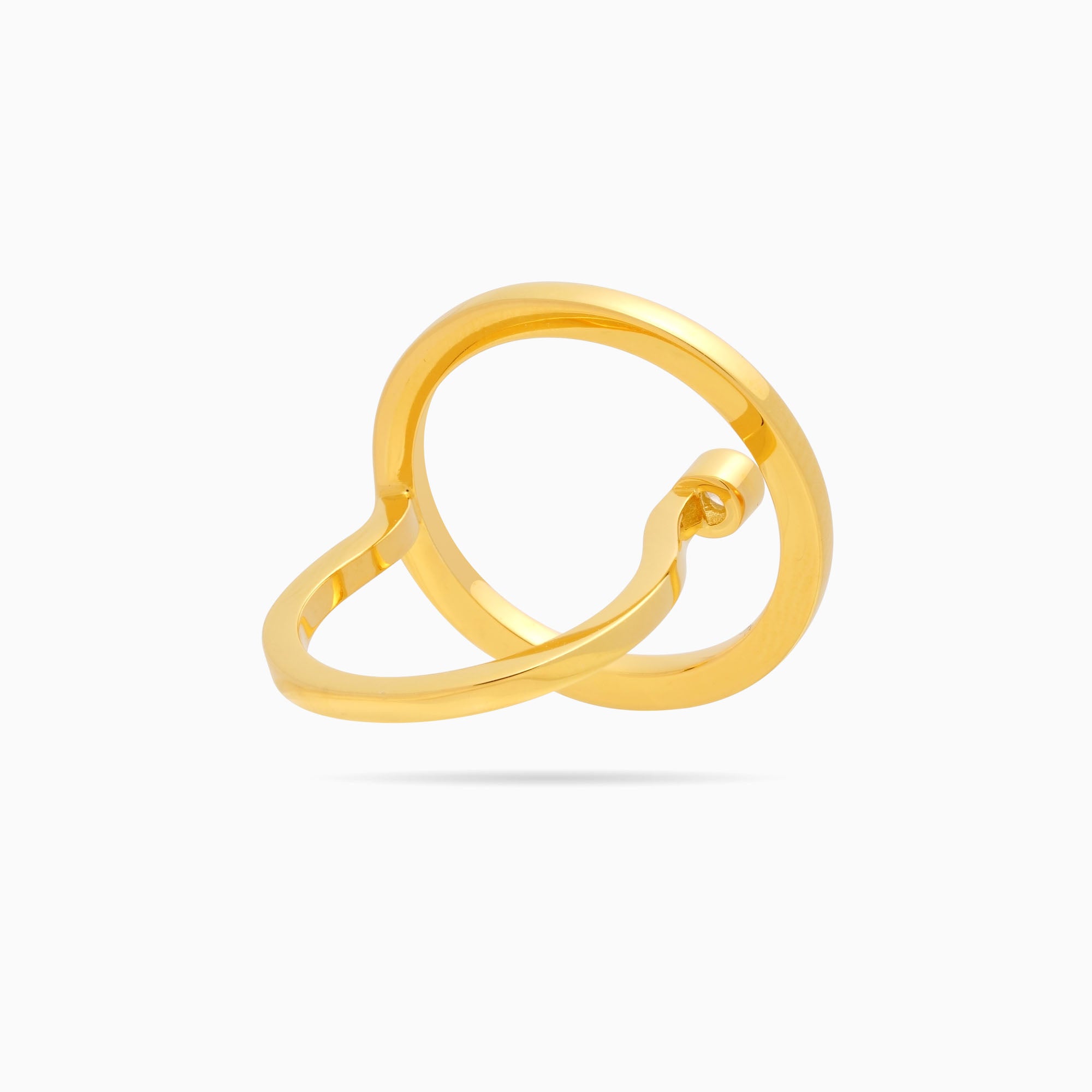 Large Open Circle Ring with Floating CZ Stud