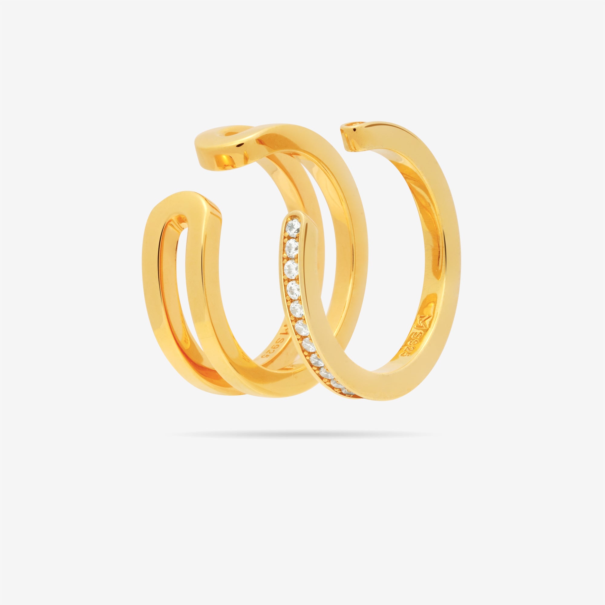 Modular Thin Band Ring Set with Pave CZ
