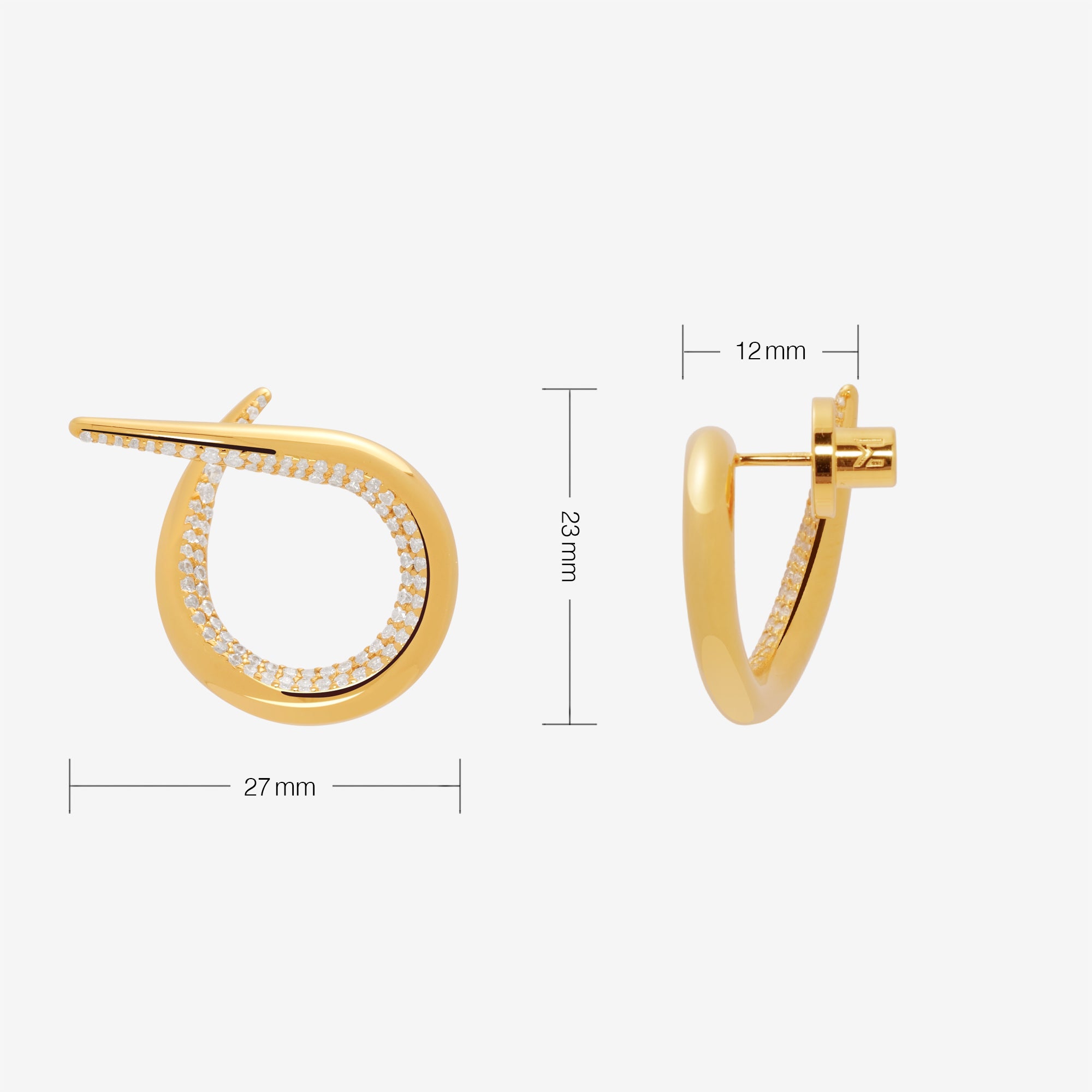 Open Twist Waterdrop Pave Earrings