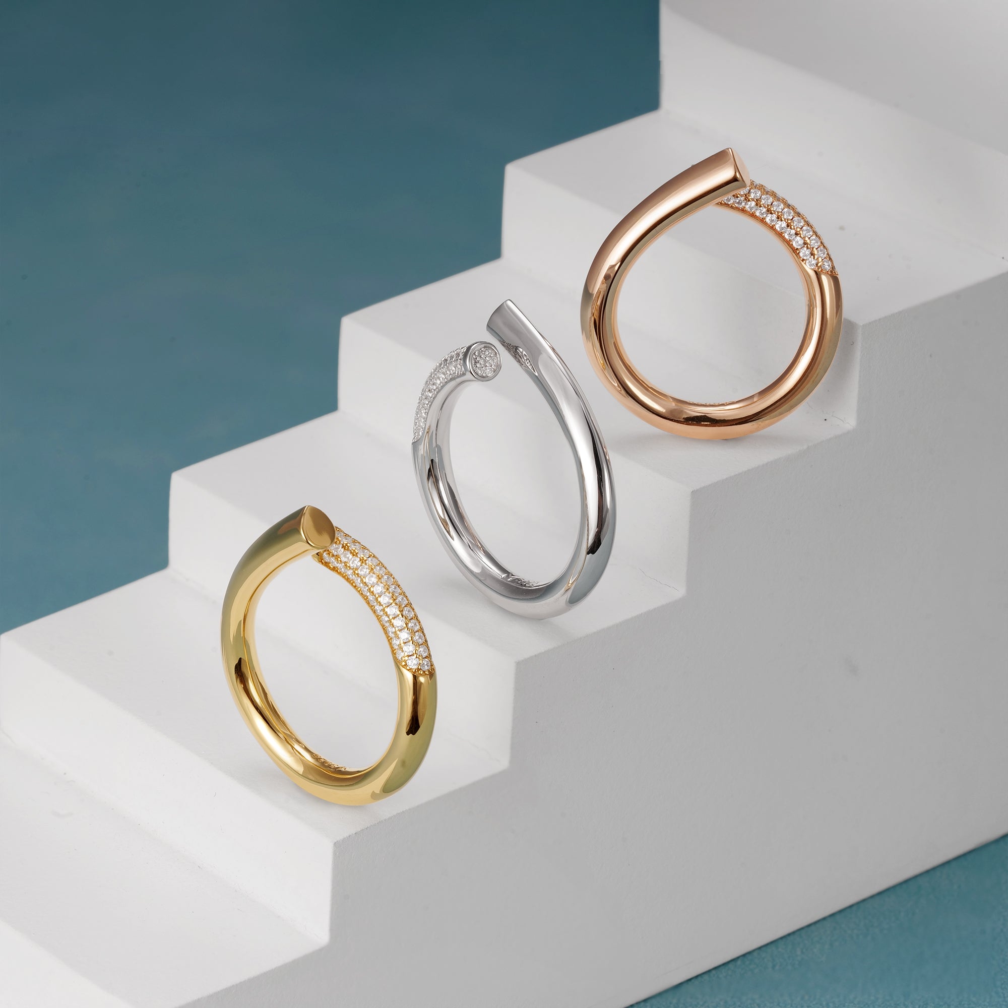 Open Twist Waterdrop Ring
