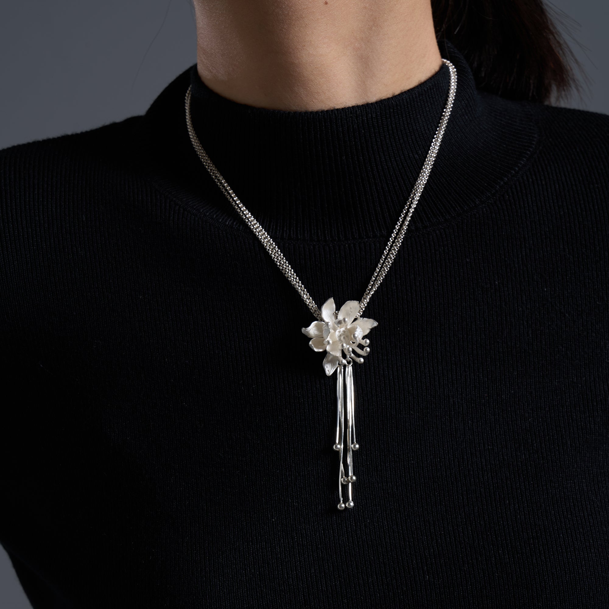Organica Flower and Tassel Necklace