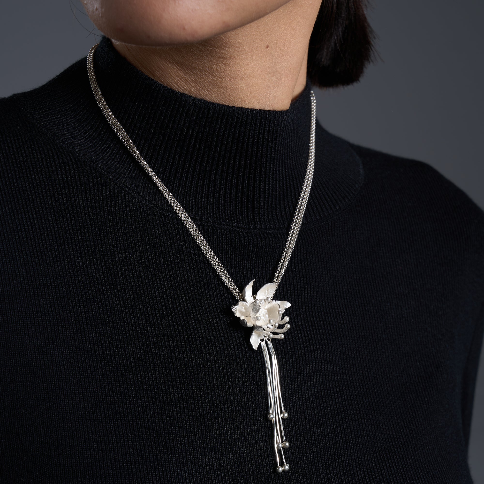 Organica Flower and Tassel Necklace