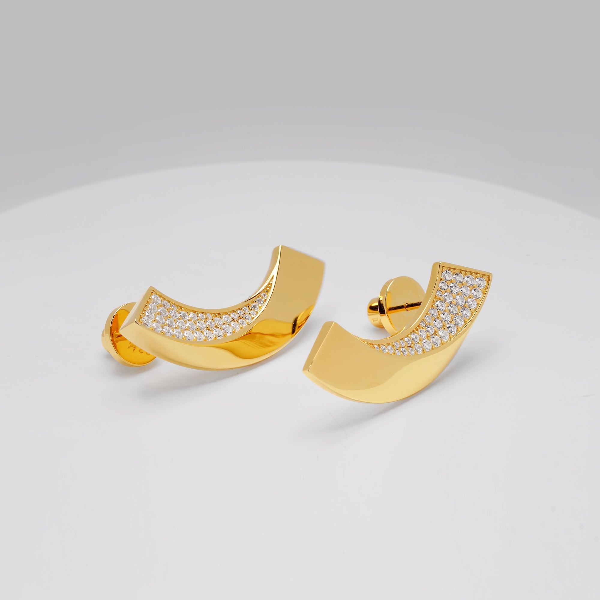 Ribbon Drop Earrings with Pave CZ