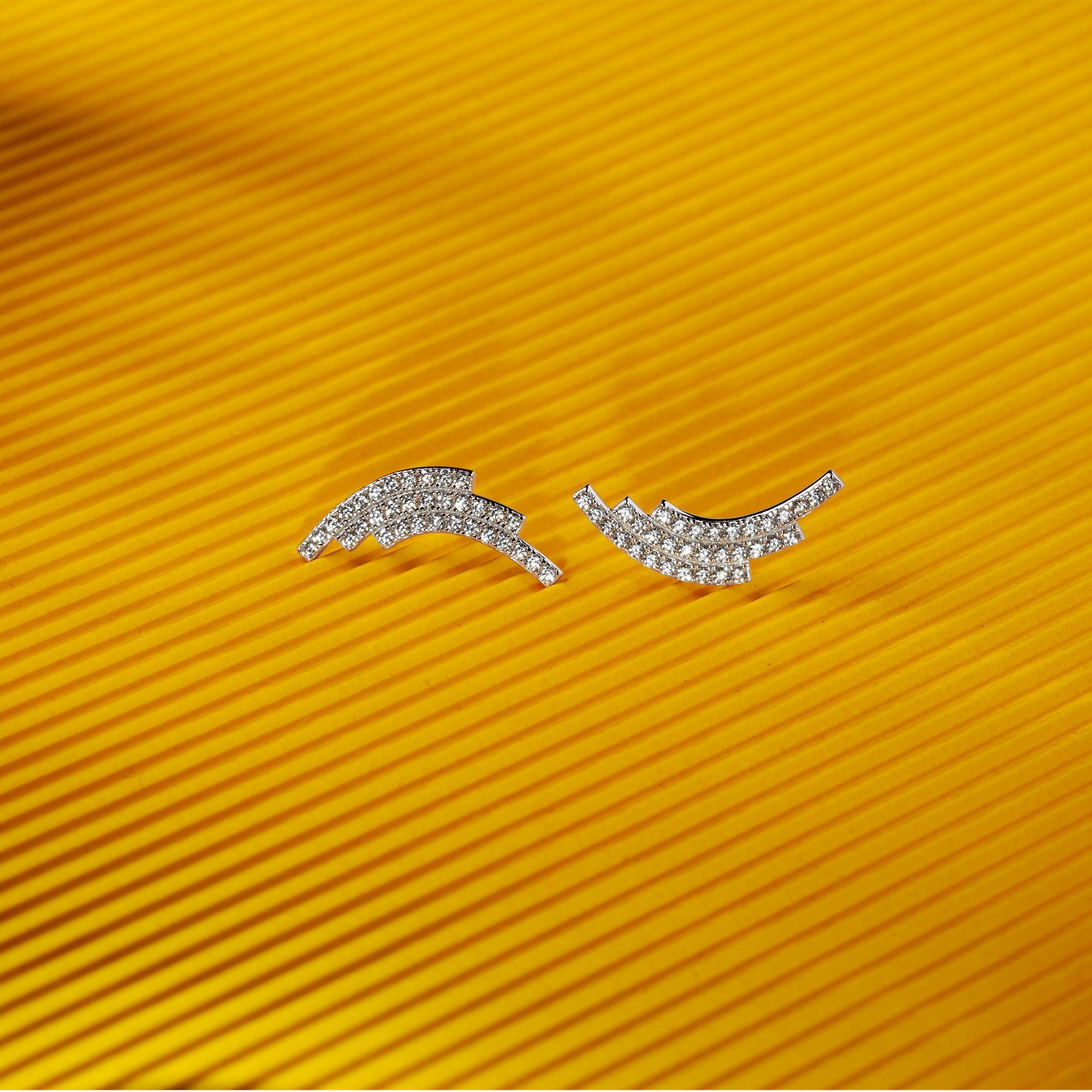 Sequenced Triple Arc Earrings with Pave CZ