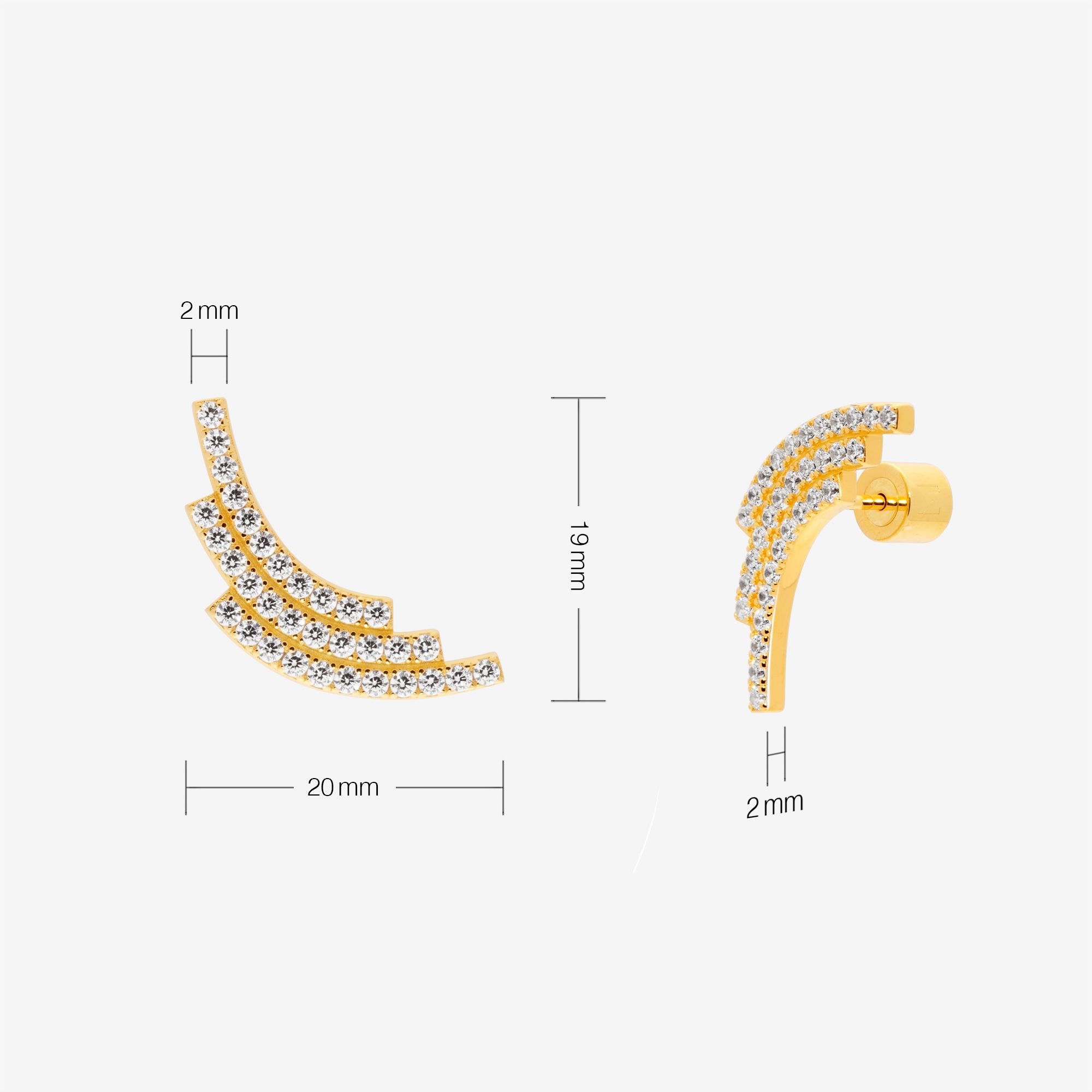 Sequenced Triple Arc Earrings with Pave CZ