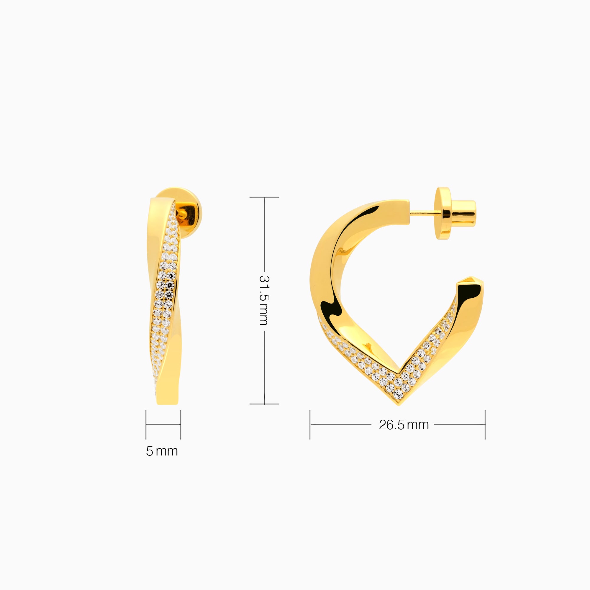 Twisted Stylized Waterdrop Drop Earrings with Pave CZ